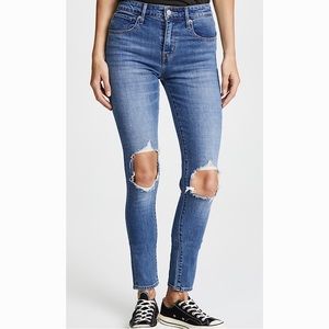 Levi's 721 High Rise Distressed Skinny Jeans